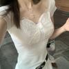 T Shirt With Lace Butterfly Bow Summer Womens White Oversize Designer Cotton