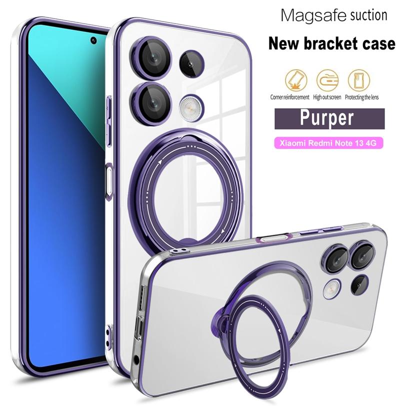 Магнитный чехол Magsafe с покрытием из ТПУ для беспроводной зарядки для Xiaomi Redmi Note13 4G Note 13 Pro Plus 5G, держатель-подставка, кольцевой чехол