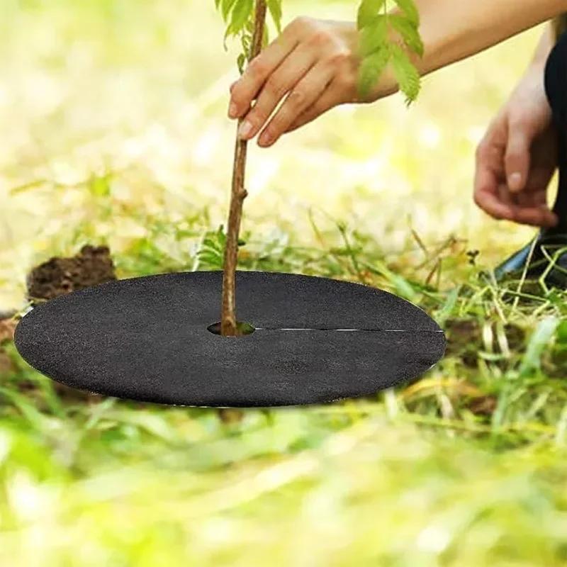 15/25/27/32cm Non-Woven Tree Mulch Rings Tree Protector Mats Reusable Weeds Barrier for Weeds Control Root Protection Cushions