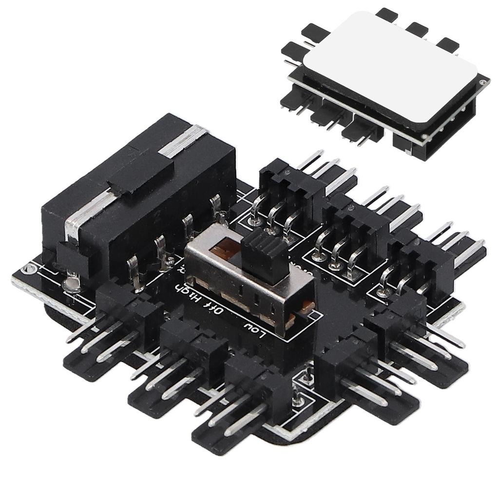 Разветвитель-хаб для компьютерных вентиляторов, 8-канальный регулятор скорости, 3-контактный удлинительный кабель, большой 4-контактный интерфейс