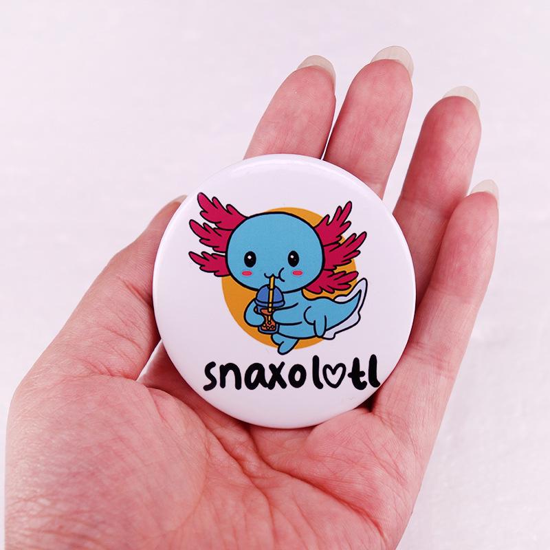 Salamander Bubble Tea Tin Brooch Pin