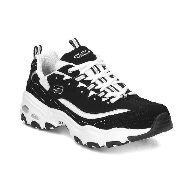 Skechers D'LITES 1.0 Мужские Ретро Комфортные Дышащие Низкие Папа-Кеды Бело-Черные 52675-BKW
