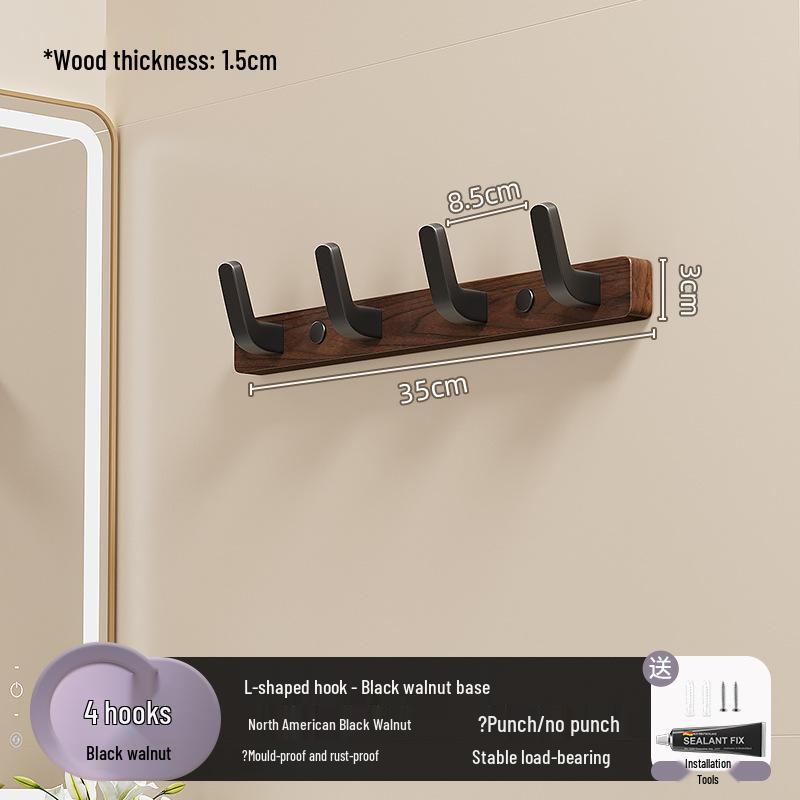 Настенный крючок из орехового дерева для полотенец и одежды, не требует сверления