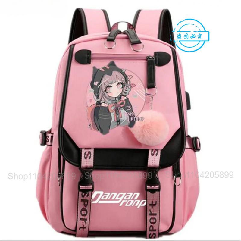 Рюкзак Danganronpa Аниме Mochila Школьная сумка для книг Студенческий с USB-портом Дорожные сумки Ноутбук Повседневная Большая сумка-мессенджер Подарок