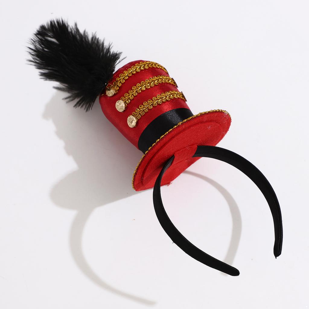 Fascinators Mini Top Headband Sparkling Feather Bow Hat Circus Ringmaster Small Hair Hoop Halloween Carnival Costume Accessory