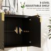 Art Deco Inspired Sideboard, with Adjustable Shelf - Black/Gold Tone