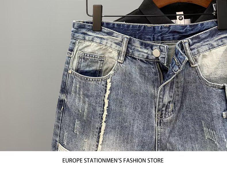 Men's Trendy Casual Denim Shorts - Versatile Summer Fashion with Loose Fit and Distressed Details