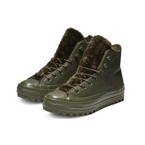 Converse Ctas Lift Ripple Hi High top Canvas Shoes Womens Army Green 562425c
