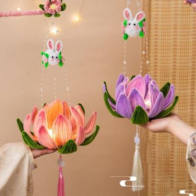 DIY Материал Пакет Цветок Лотоса Фонарь Мультяшное Украшение Скрученный Материал Палочки Кролик Фонарь Светящийся