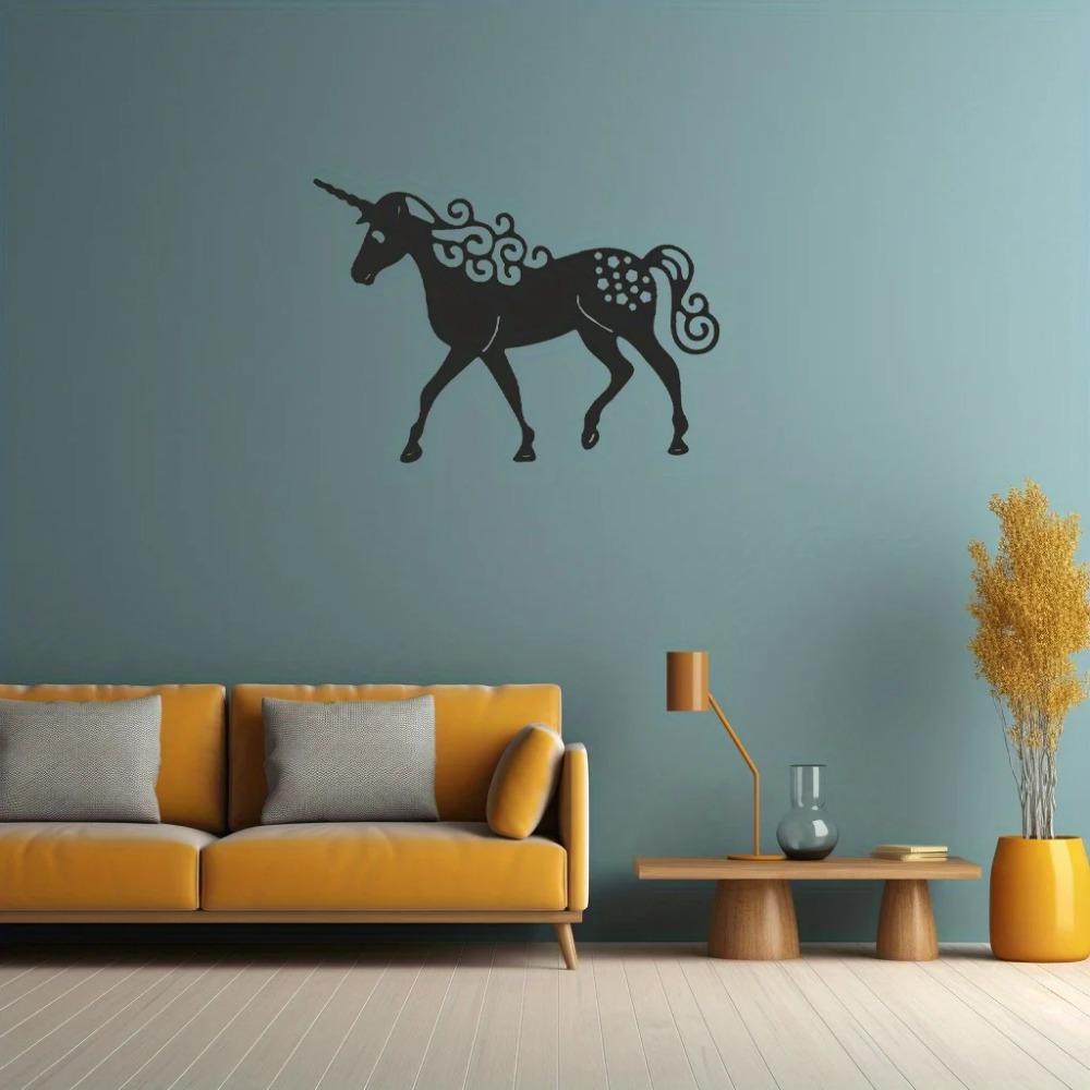 1pc Cute Unicorn-Shaped Wall Hanging Metal Crafts for Outdoor Garden Décor Perfect for Wedding Party Scenes