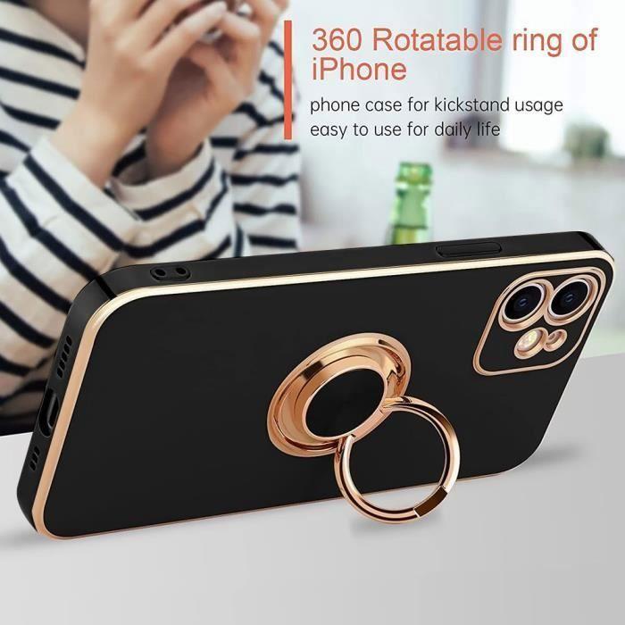 Coque de protection - E.F.CONNECTION - pour iPhone 13 - Noir - Antichoc - Bordure Or