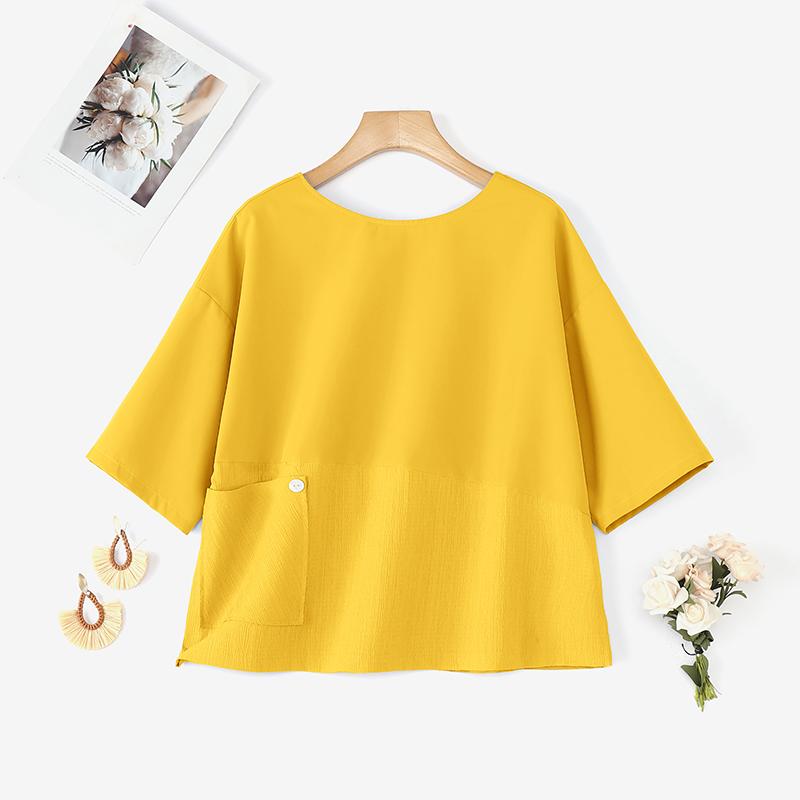 ZANZEA Женская повседневная летняя блузка с круглым вырезом и рукавом 3/4