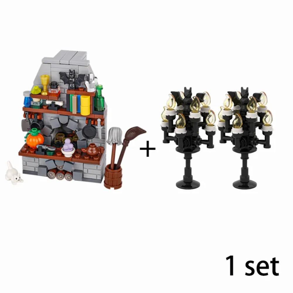 Средневековая хижина ведьмы Строительные блоки MOC Режим Бутылка с волшебным зельем Кухня ведьмы Стол для картографии Игрушки Кирпич Подарок