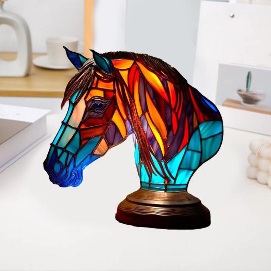 Painted Resin Animal Table Lamp Wild Animal Sculpture Stained Resin Lamp Colorful Night Light Decoration for Bedroom Living Room Christmas Gifts