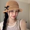 Корейская дышащая соломенная шляпа с бантом, универсальная шляпа рыбака, летняя солнцезащитная шляпа для прогулок на свежем воздухе и защита от солнца