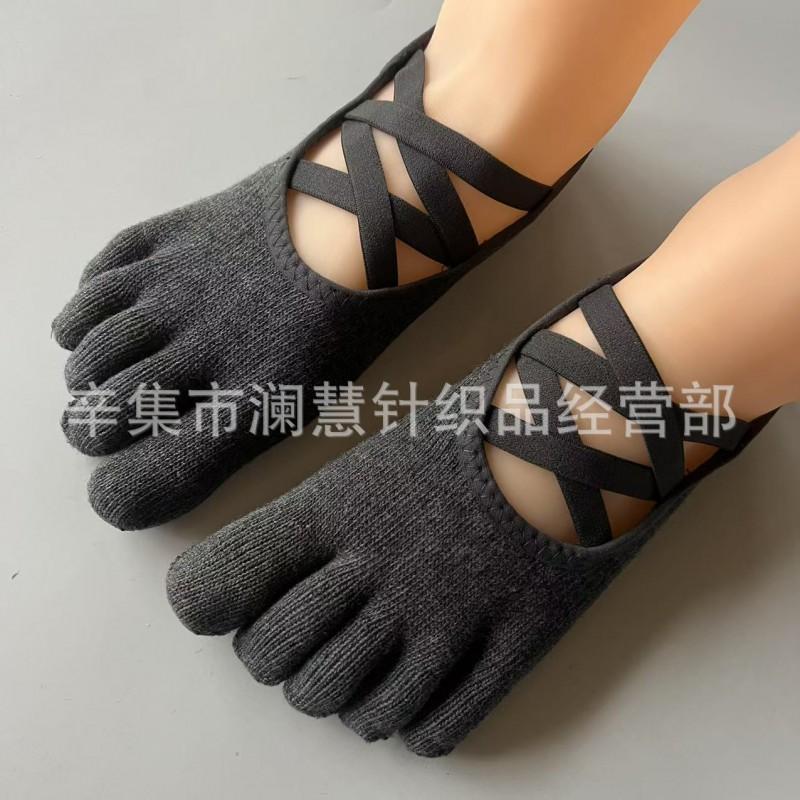 Non-Slip Yoga Socks With Crisscross Straps Pilates Dance Fitness Indoor Exercise Cotton Blend Footwear