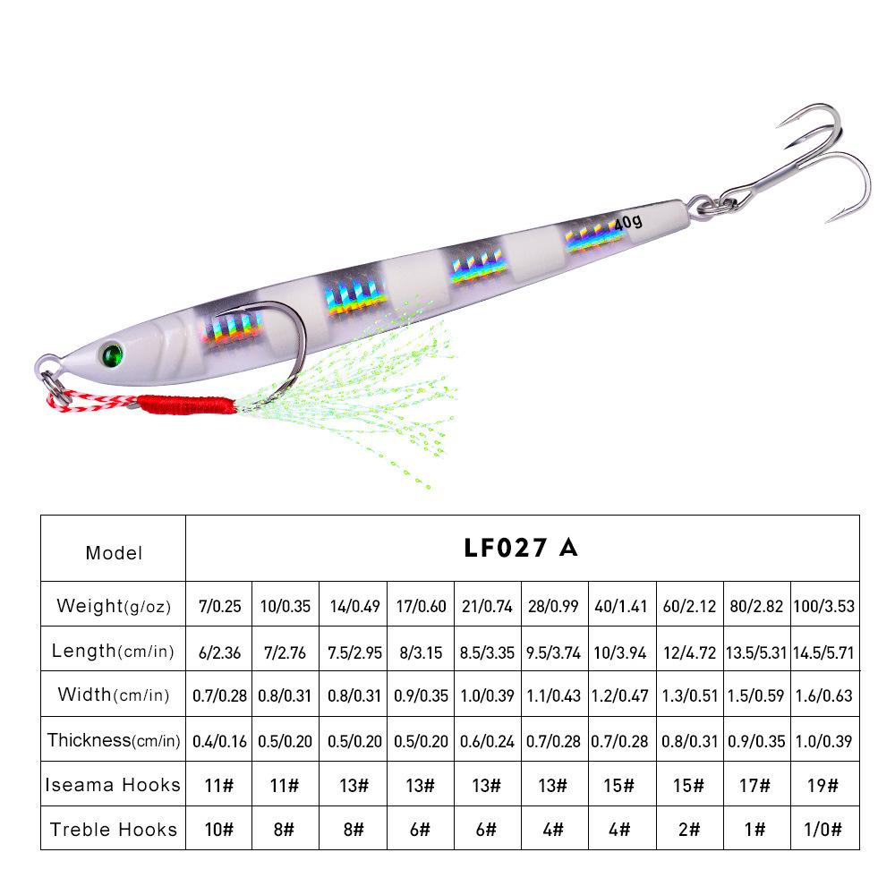 Sea Fishing Metal Lure, 5-color Hook, Iron Plate Fake Lure, Night Light Lure, Biomimetic Lure, Fishing Gear