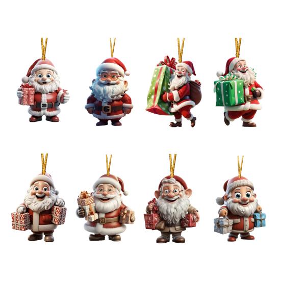 Рождественское украшение Улыбающийся Дед Мороз с подарком Подвеска 3D эффект Акриловая подвеска Праздничный домашний декор