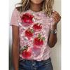 Strawberry Print In Water Crew Collar T-shirt, Casual Short Sleeve Top Spring Summer, Women's Wear