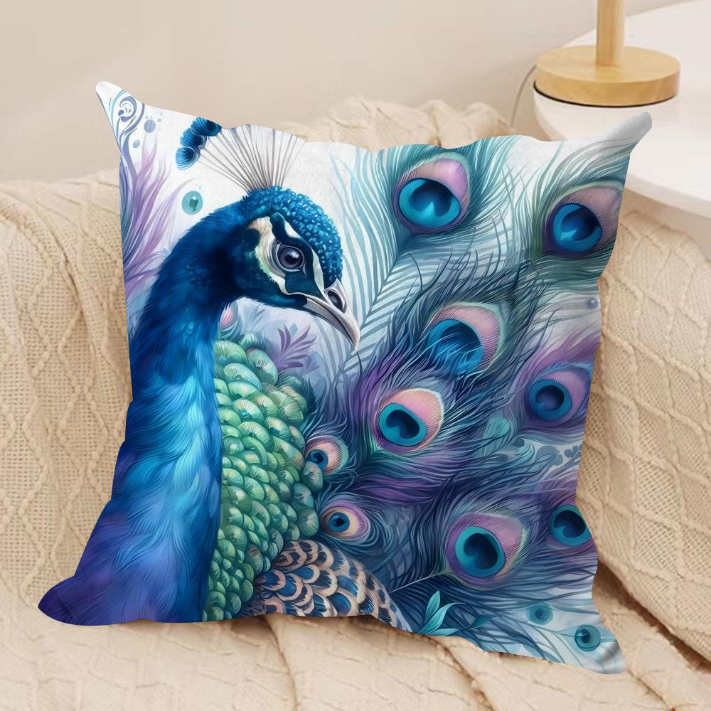 Peacock Luxury Cushion Cover Pillowcase Ultra Soft Skin Friendly Fabric Cloud Like Comfort Concealed Zipper