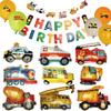 Deerzon 1st Birthday Decorations Vehicles Working Vehicles Balloons Set 2nd 3rd Years Old Boys Girls Birthday First Birthday Numbers Number Balloons
