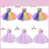 Unicorn Cosplay Girls Dress With Rainbow Pattern For Halloween Party