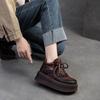 GKTINOO 2024 Spring New Genuine Leather Flat Platform Shoes Retro Round Toe Lace-up Women's Thick Sole Elevated Shoes