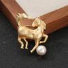 Brooch Pin Horse Design Enamel Pin with Imitation Crystals Enamel Faux Pearls Fairy Tale Brooch Artistic Accessories