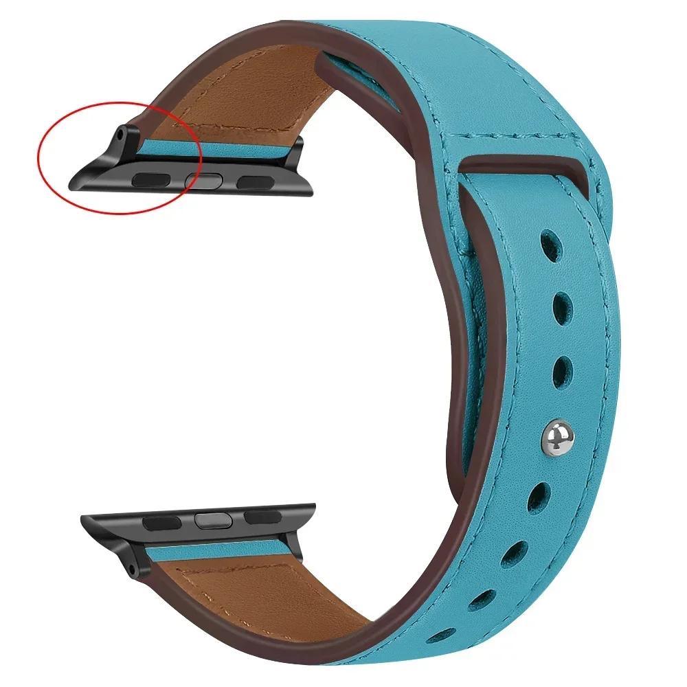 Кожаный ремешок для Apple, ремешок для часов 44 мм, 45 мм, 41 мм, 40 мм, 49 мм, 42 мм, 38 мм, 45, 44 мм, браслет Correa iWatch series 3, 4, 6 SE, 7, 8, ультра