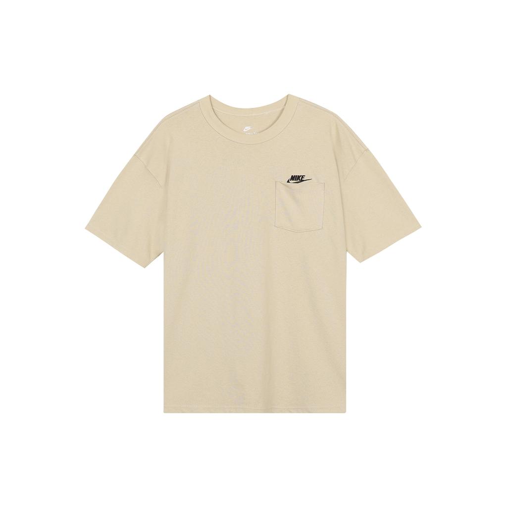 Nike Сплошной цвет с карманом и круглым вырезом, свободная футболка с короткими рукавами, мужские топы, коричневый DQ9296-206