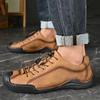 Модная мужская повседневная кожаная обувь, ручная работа, дышащая обувь, мягкие низкие кеды, рабочая обувь