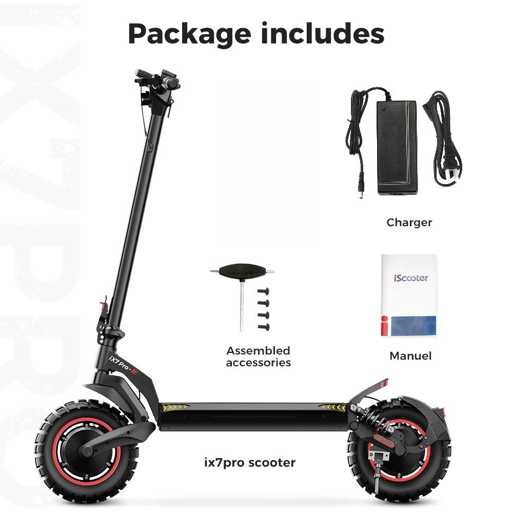 IScooter iX7 Pro 2000 Вт 10-дюймовый двухмоторный внедорожный электрический самокат - 48 В 17,5 Ач, запас хода 60 км, электрический самокат с управлением через приложение