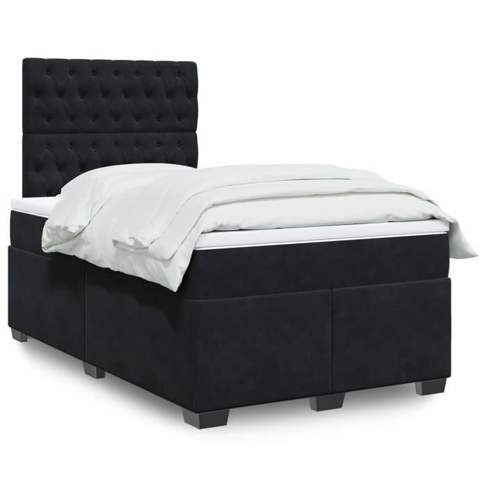 Maison Exclusive - Sommier à lattes de lit avec matelas Noir 120x200 cm Velours