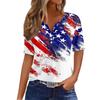 Women's T Shirt Independence Day Print Button Short Sleeve Daily Weekend Fashion Basic V- Neck Regular Top
