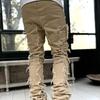 New Men's Denim Straight Leg Jeans Street Fashion Ins Colorful Stretch Patch Denim Straight Leg Jeans