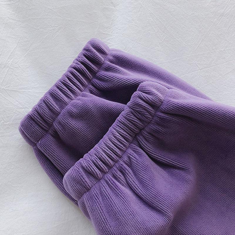 Plus-Size Women's Thick Velvet Sweatpants, 200lbs+, Winter Loose Fit, Versatile for Spring and Autumn, Cuffed Sport Trousers