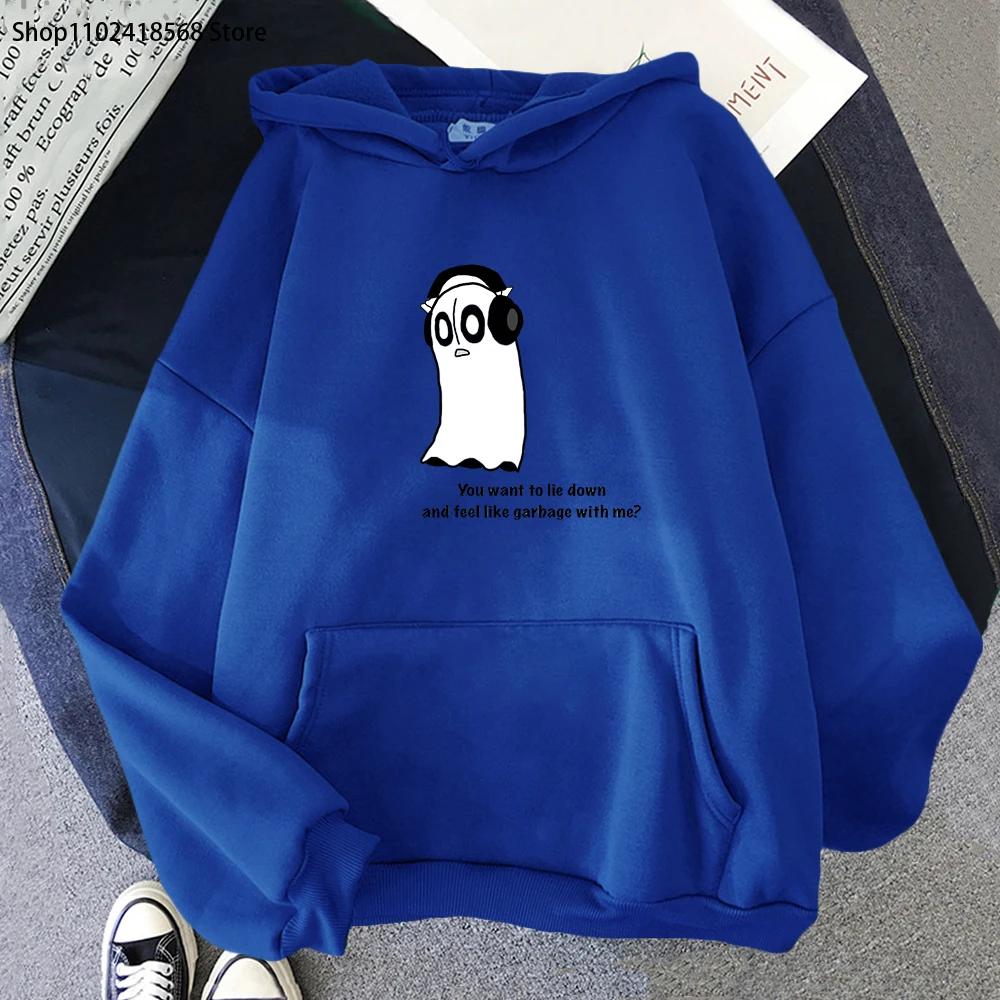Толстовки с капюшоном Undertale Game Kawaii Cartoon Napstablook Ghost Sweatshirt Halloween Graphic Pullovers Hooded Women Hoodie