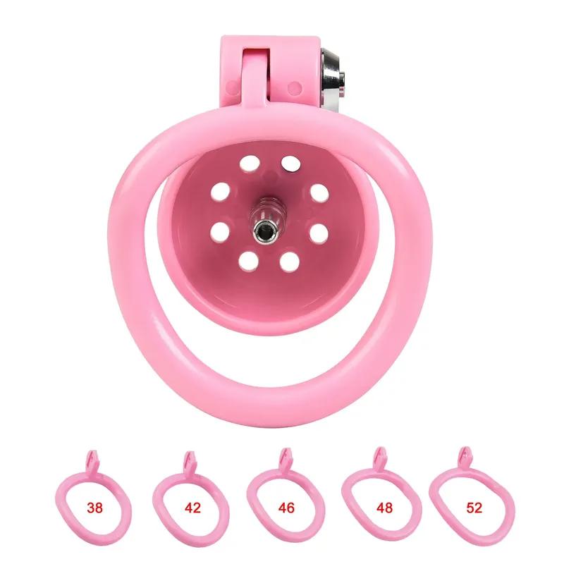 ABS Chastity Cage with 5 Rings Cock Cage Adult Sex Toy Penis Bondage Urethral Lock with Plug Male Cuckold Erotic BDSM Toy
