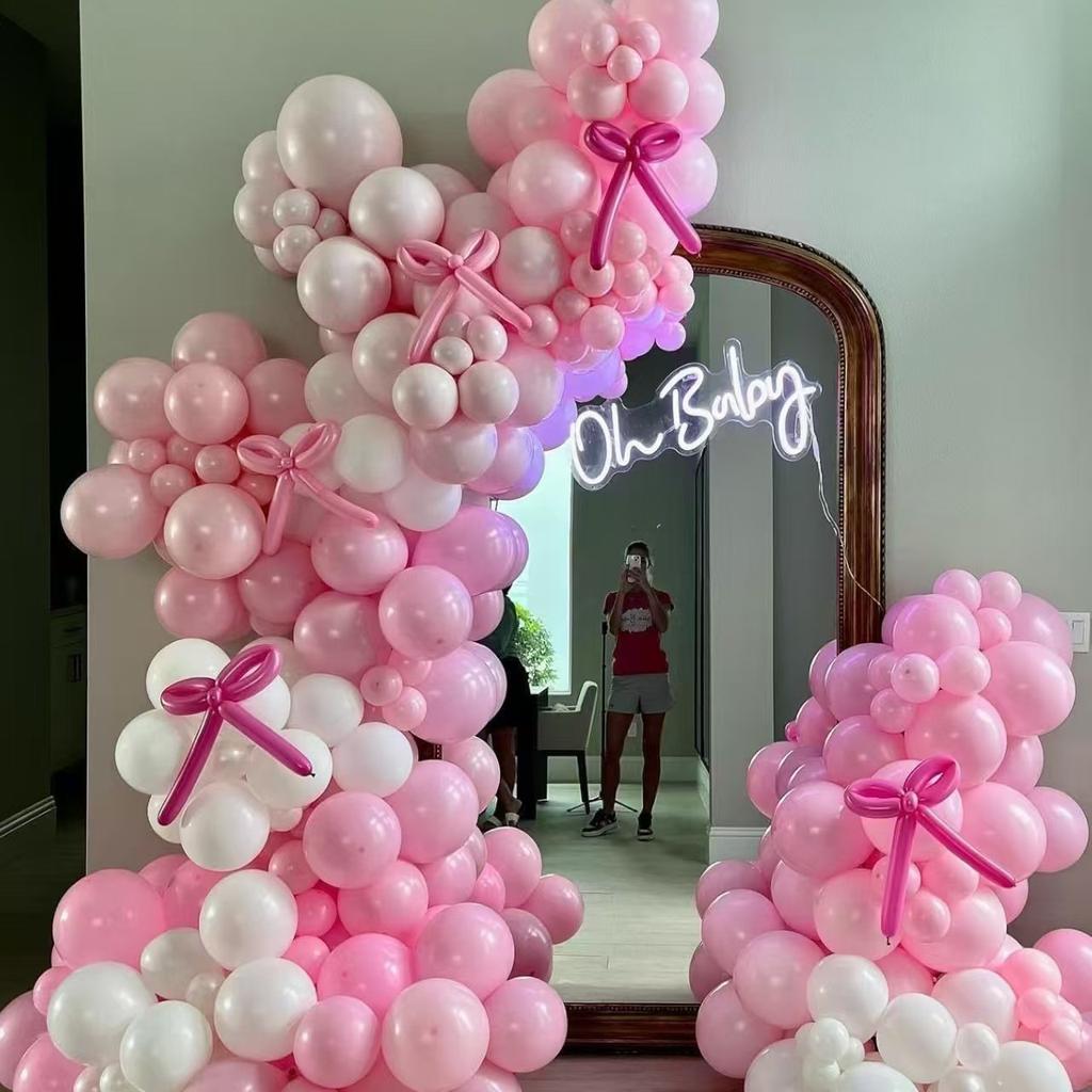 Набор из 120 макаронно-розовых и белых шаров, арка из шаров для украшения на день рождения, День святого Валентина