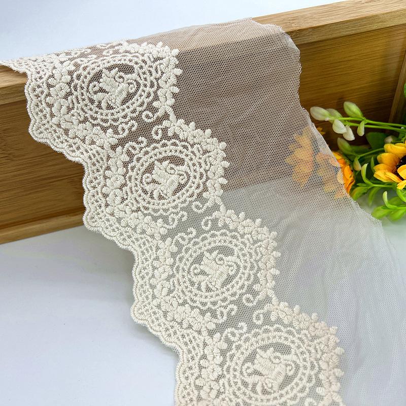 3 метра/лот 13 см шириной абрикосовое полое сеточное кружево трехмерная вышивка кружевная ткань DIY одежда жаккардовые аксессуары