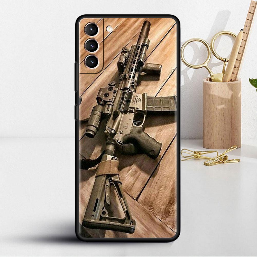 AK47 Handgun Gun BUllets Case For Samsung Galaxy S22 S21 S20 FE S10 S9 Plus S8 Note 20 Ultra 10 Plus Soft Phone Shell