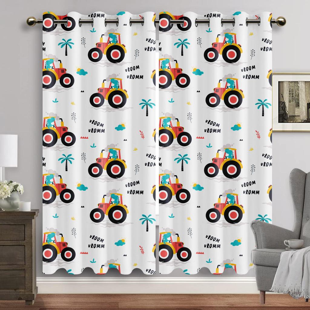 Cartoon Car Window Curtain Dinosaur Print Curtains Home Decor Animal Drapes for Boy Baby Children Bedroom Living Room Decoration