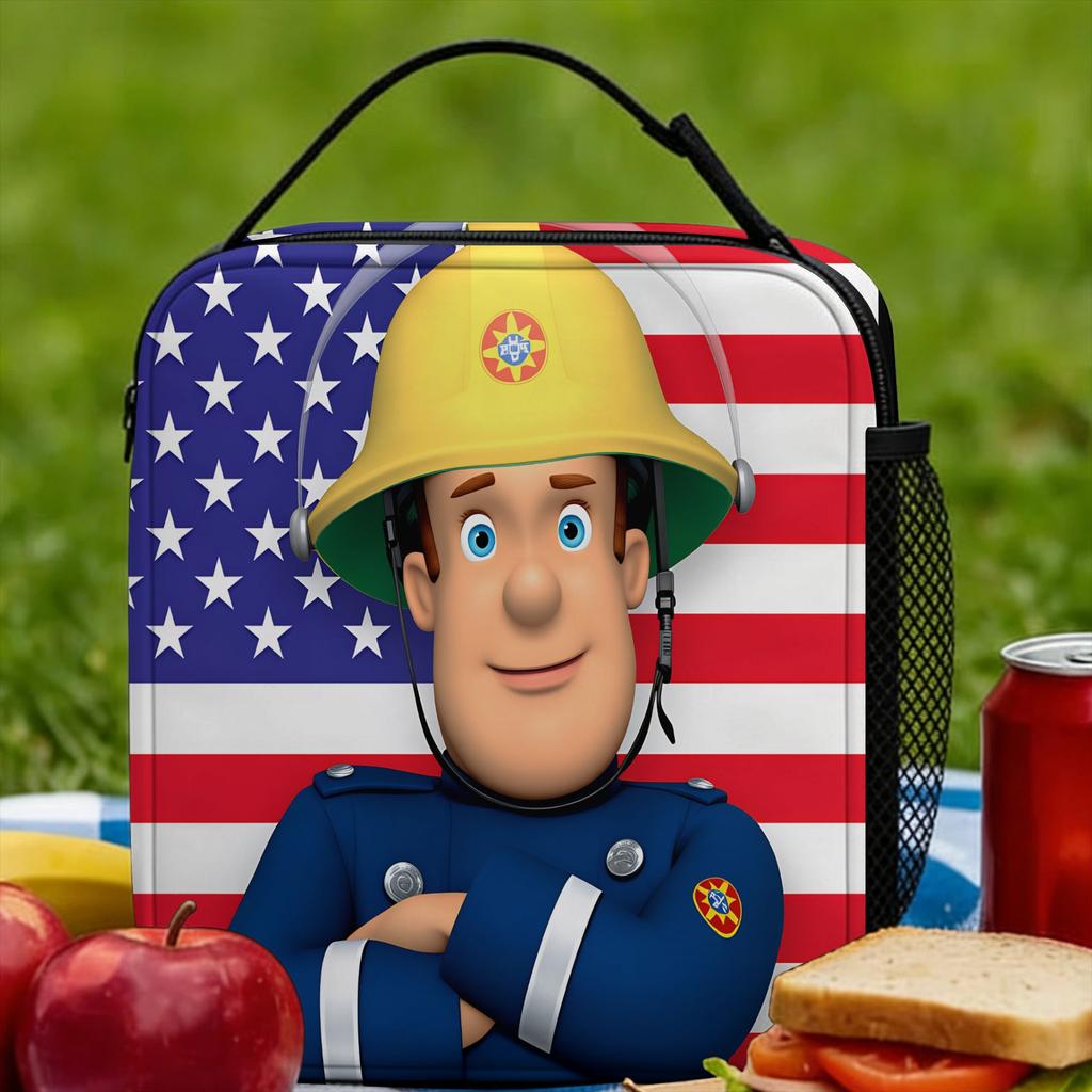 Fireman Sam Lunch Bag Portable Lunch Box Unisex School Designer Cooler Bag Casual Waterproof Tote Food Bags