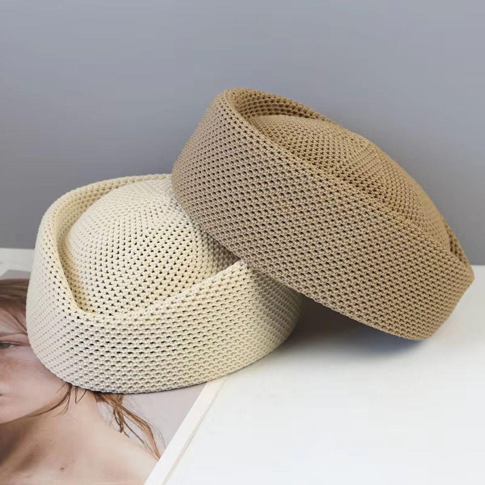 Elegant Summer Mesh Berets Cap Cool Breathable Women Sun Hat Bridal Church Knit Beret Outdoor