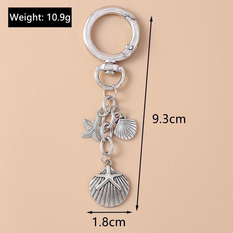 Alloy Love Heart Key Chain Shell Starfish Key Ring Pendants For Women Girls Handbag Decor Diy Handmade Jewelry Gifts