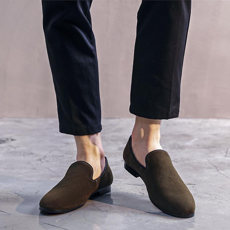 Весенние новые мужские туфли мужские туфли Doudou корейская версия универсальные матовые кожаные мокасины с одной педалью мужские туфли мужские