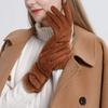 Замшевые перчатки с сенсорным экраном Зимние перчатки для вождения и езды на велосипеде Модные женские флисовые перчатки