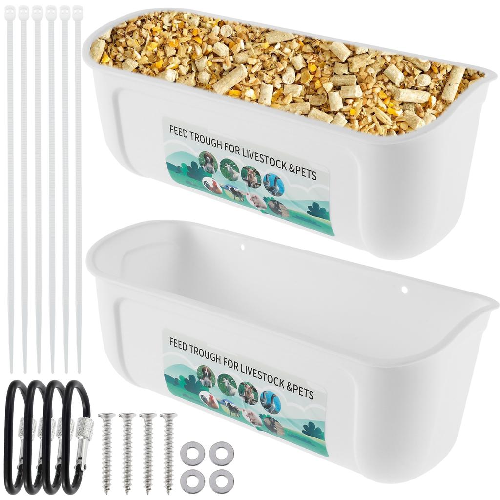 2Pcs Hanging Fence Feeder Chicken Goat Feeder Large Capacity Spill-proof Chicken Duck Goose Feed Trough for Automatic Feeding