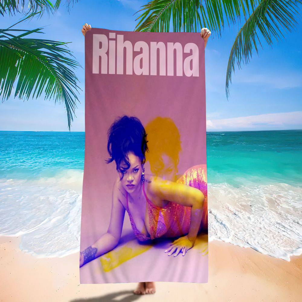 Певица R-Rihanna Микрофибра с принтом Пляжное полотенце Альпинизм Йога Пляж Плавание Бег Впитывающее Мягкое полотенце