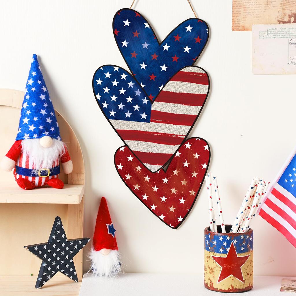 Independence Day Wooden Door Signs Wreath Decorations Door Hanging Wall Hanging Home Decoration